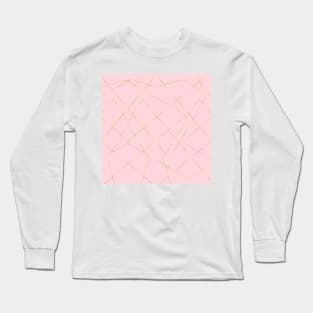 Gold Pink Geometric Strokes Modern Design Long Sleeve T-Shirt